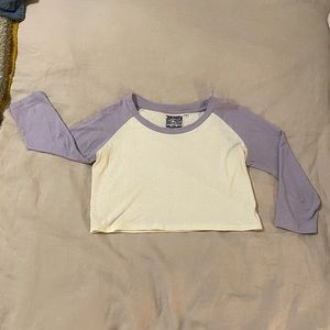 Jungmaven cropped 3/4 sleeve shirt. Purple & white. NWOT.